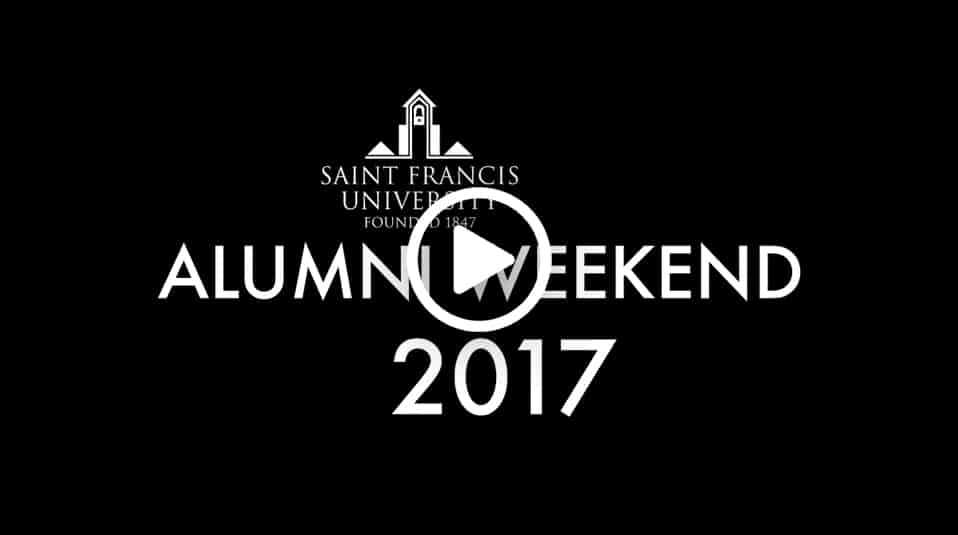 Saint Francis University Alumni Weekend screenshot with play button